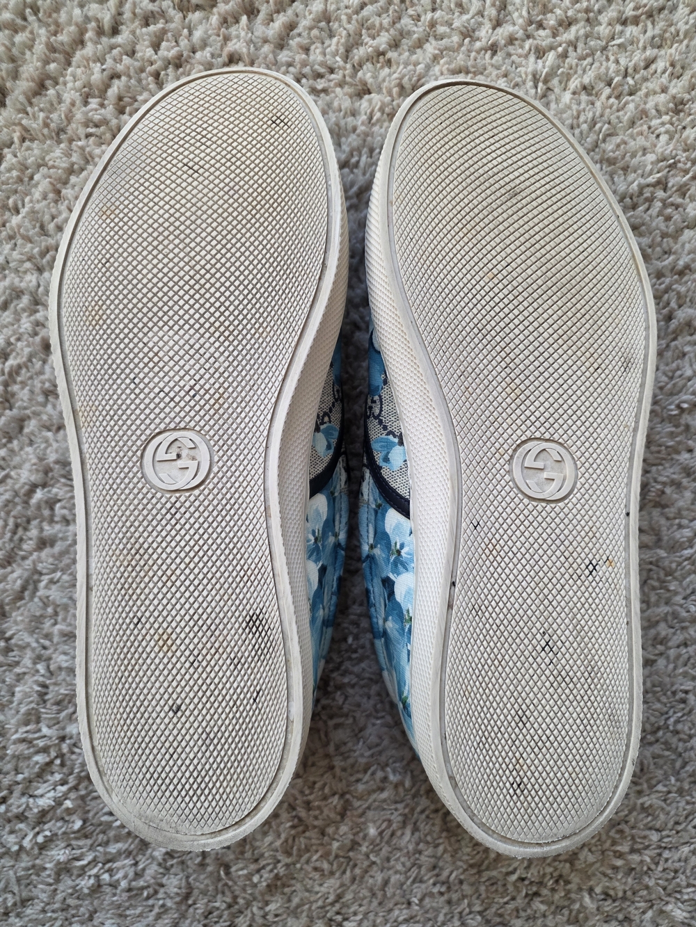 Mens's Gucci Blue Floral Slip-On Sneakers Size 9G - Picture 4 of 9